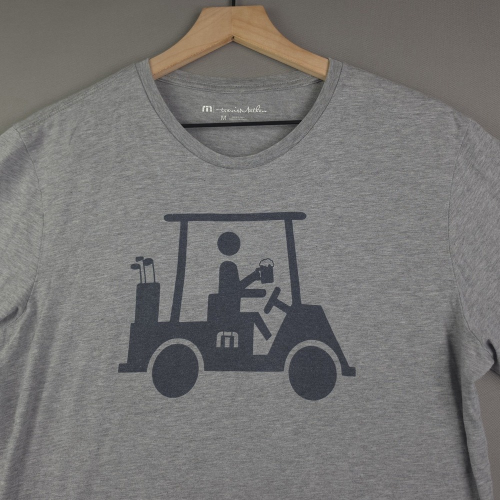 TravisMathew Golf Cart Beer Graphic T Shirt Men's Medium Heather Gray Cotton Tee